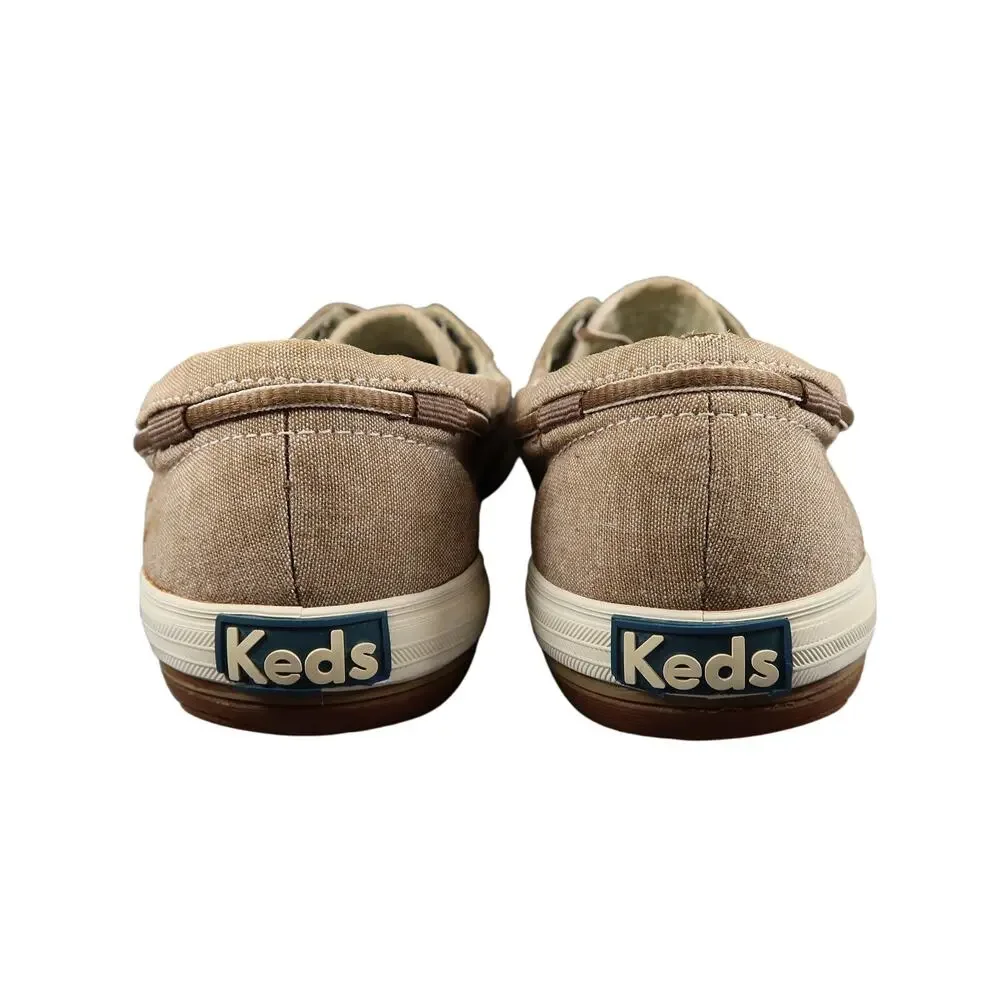 Keds Shoes Womens 7.5 Boat Sneaker Slip On Casual Comfort Two Eye Moc Toe Brown